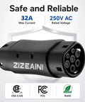 Road Ready GB To Type 2 EV Charging Plug, 32 Amp 3 Phase AC Electric Vehicle Adapter displayed with specs.
