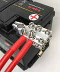 Heavy Duty 20-Way Lead Acid Battery Post Terminal Ends Distribution Block Bus Bar for Tapered Top SAE DIN EN Posts, Accepts 8 AWG Up to 4/0 XL Wire Gauge, Multi Size Connectors, Ideal for AGM Gel Wet MF Batteries and Pro Grade Car Electrical Upgrades on battery post