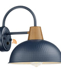Barn Style Outdoor Wall Light With Hammered Metal Shade In Black Finish Modern Exterior Sconce 10 Inch Wall Mount For Indoor Or Outdoor Use Durable Black Exterior Lighting For Porch Patio Or Entry Dope, showing a dark hammered metal shade and gold neck with a visible bulb.