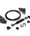 Anti Sag Gate Kit For Wooden Fence And Outdoor Wood Gate Repair Black Cable Support Set With Heavy Duty Stainless Steel 7x7 Cable Sag Frame Hardware For Fence Gates 1 Pack, showing cable, turnbuckle, brackets, and screws