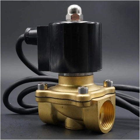 Waterproof Solenoid Valve For Water Systems, Normally Closed, Available In One Half Inch, Three Quarter Inch, One Inch, Two Inch Sizing, Rated For Fountain And Underwater Use, Rugged Pro Grade, Wide Temperature Range, Ideal For Irrigation brass valve close-up