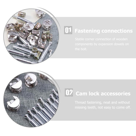 24 Pieces Furniture Cam Lock Fittings Set For Cabinet Assembly Premium Silver Iron And Aluminum Alloy Connectors