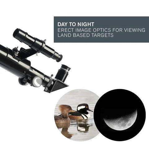 PowerSeeker 50AZ Telescope Easy To Use Manual Alt Azimuth Refractor with images of ducks and moon phases
