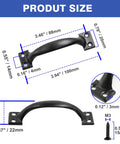 Dimensions diagram of 4 Inch Black Iron Cabinet Pulls Pack Of 2 With Ergonomic Grip, including side and top views, screw size M3x15