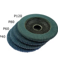 Heavy Duty Double Sided Zirconia Flap Disc Wheel For Metal Slots Perfect Deep Cleaning Grinding And Polishing Rust Remover Tool 115mm Size with various grit options.
