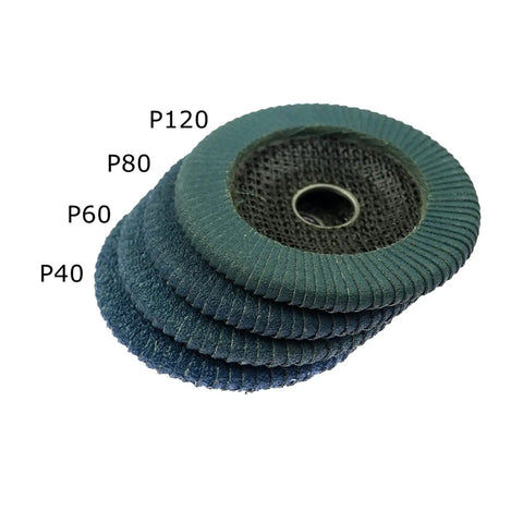 Heavy Duty Double Sided Zirconia Flap Disc Wheel For Metal Slots Perfect Deep Cleaning Grinding And Polishing Rust Remover Tool 115mm Size with various grit options.