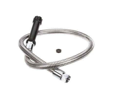 44 Inch Flex Stainless Steel Hose With Black Handle, Heavy Duty Flexible Water Sprayer Line For Commercial Kitchens