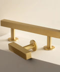 5 Pack Solid Brass Cabinet Handles With Brushed Brass Square T Bar Pulls 5 Inch Center Hole Fingerprint Resistant Finish
