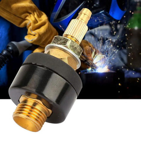Premium M16x1.5 Gas Electric Quick Connector For Mig Tig Welder Torch, copper and plastic parts, close-up view.