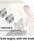 Stainless Steel Look Gas Stove Knobs For GE Ranges Plastic Burner Control Knobs Replacement 2 Pack on kitchen stove