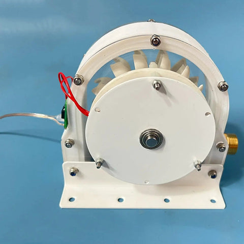 Front view of 100W Coreless Disc Hydro Generator For Home Use With Transparent Housing And Low Startup Torque High Efficiency Water Turbine