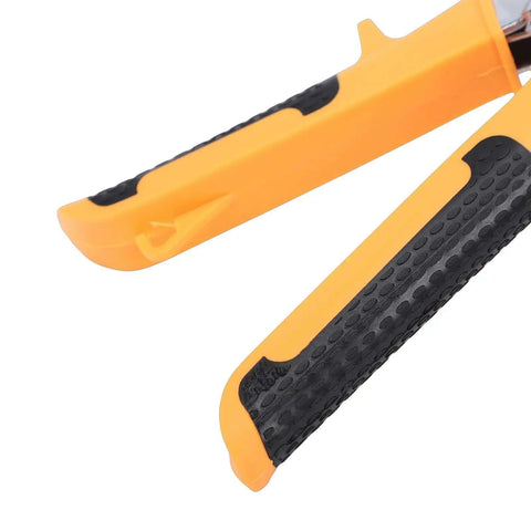 Close-up of non slip ergonomic handle on 6 Inch Hand Bending Pliers With Straight Jaw Metal Bender for precise sheet metal bends.