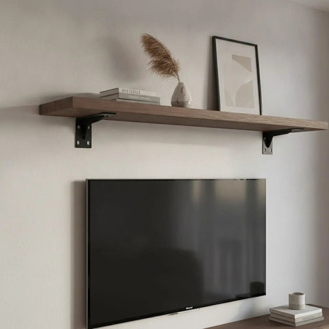 Built Tough Cold Rolled Steel Triangular Shelf Bracket For Floating Shelves And Wall Cabinets, supports wooden shelf, black finish