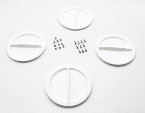 Components for Dual 20Lb Propane Tank Cover For RV And Travel Trailer Heavy Duty White Plastic With Side Access Port And Individual Top Hatches.