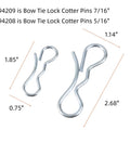 Stainless Steel Bow Tie Lock Cotter Pins Seven Sixteenth Inch And Five Sixteenth Inch Ten Pack Deck Clip Set For Trailers Marine Machinery And DIY Projects Rust Resistant And Durable with measurements