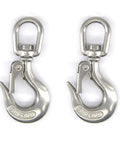 Premium Pro Grade 304 Stainless Steel Swivel Eye Lifting Hook Delivering Smooth 360 Degree Spin And Built Like A Tank For 150 Kg Rigging Jobs In 3/16 Inch Size, two hooks.