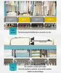 Portable Cloth Closet Wardrobe With Hanging Rod And Shelf, Freestanding Storage Organizer Cabinet For Bedroom And Living Room, Dustproof Waterproof Cover, Sturdy As A Rock Build, Easy Pop Up Setup, Killer Storage To Keep Your Threads Clean And Dry. Interior view showing hanging clothes, shoes, and neatly organized shelves.