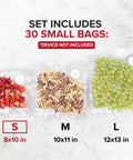 Reusable Vacuum Sealer Bags For Food 30 Pack Small 8x10 Inches BPA Free Odor Resistant Leak Proof Freezer Microwave Safe Storage
