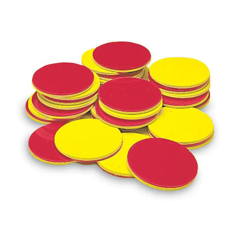 Two Color Foam Counters Set, Red and Yellow Counting Chips for Math Practice, stacked, 200 Count, kid-friendly manipulatives.