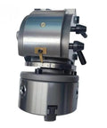 Heavy Duty Rock Solid Six Inch Semi Indexing Dividing Head With Three Jaw Tailstock Chuck For Cnc Milling Shops And Knuckle Bashers Built Killa Tough For The Daily Grind, shown in side view with detailed controls.