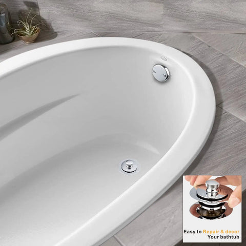 Image of a bathtub with a Universal Chrome Plated Lift And Turn Bath Drain Stopper And Cover, showing easy installation.