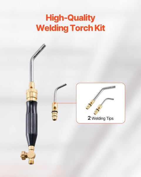 Air Acetylene Torch Kit With 149 Inch Hose, Two Welding Tips, CGA200 Regulator And Torch Handle For Home DIY Projects
