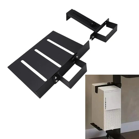 Under Desk PC Mount Heavy Duty Steel Computer Tower Holder Tool Free U Shaped Clamp No Sweat Install, black mount for desk.