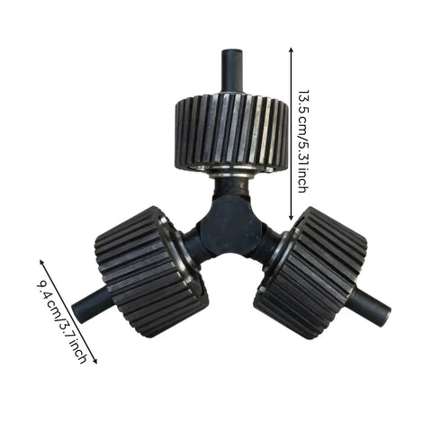 Rock Solid Heavy Duty Machine Roller Replacement Featuring Triple Grooved Wheels And Balanced Central Hub For Smooth High Pressure Rotation Premium One Piece Build measures 13.5 cm and 9.4 cm.