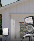 Beefy Level 2 EV Charger With 48 Amp Output And 11.6 kW Power, 18 Foot Cable installed in home garage next to charging vehicle