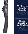 Close-up of Ti64 Titanium Power Hammer 12 Oz Construction Grade with 55° handle and shock-absorbing no-slip grip.