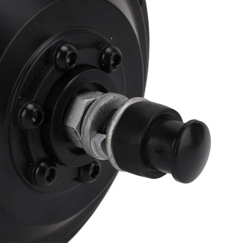 Close-up of the 36 Volt 250 Watt Rear Wheel Hub Motor Built Like A Tank With Aluminum Alloy Frame showing axle connection.