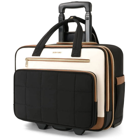 Wheeled Laptop Bag For Women 16 Inch Rolling Briefcase Water Resistant And Stylish Carry On Luggage With Wheels Beige Brown