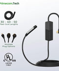 Straight Up Heavy Duty Level 2 EV Charger With 40 Amp Mobile Connector And 30 Foot Cord showing multiple plug options.