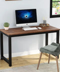 47 Inch Modern Rustic Computer Desk With Metal Legs And Adjustable Feet, Extra Wide 23.6 Inch Desktop For Computer Monitor Printer And Writing