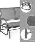 Two Person Swing Glider Chair 48 Inch Spacious Outdoor Lounge Bench with steel frame and weatherproof fabric, side view