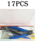 Complete 17 Piece Model Making Tool Kit For Dollhouse Miniatures And DIY Crafts with tools in a plastic box