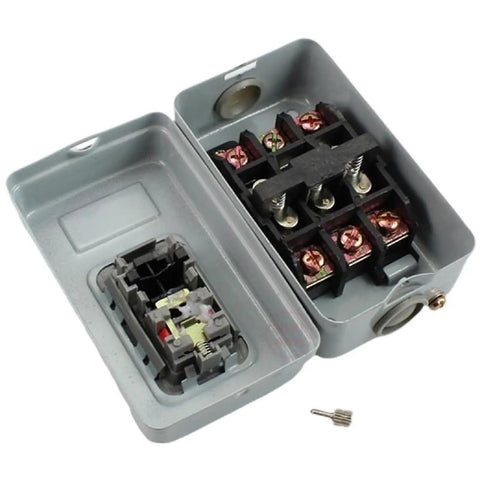 Rock Solid Three Pole Start Stop Power Switch Handles Fifteen Amps And Two Point Two Kilowatts Built Bulletproof For Industrial Machines And Heavy Duty Workshop Jobs