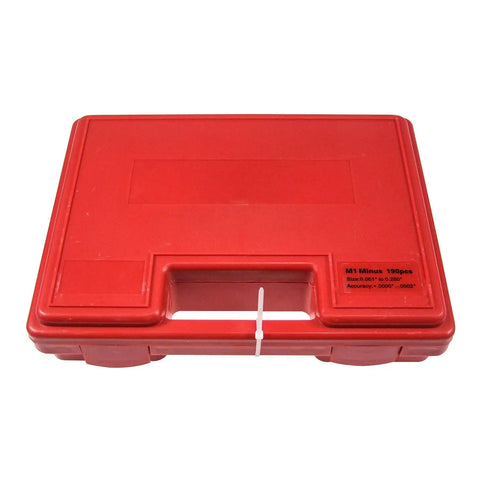 Red plastic case for Steel Pin Gauge Set 190-Piece 0.061-0.250 In Range Minus Tolerance 0.0002 In