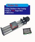 Heavy Duty Linear Rail Kit With Sliding Table Ball Screw Drive And Nema 23 Stepper Motor Driver components display with motor and driver.