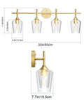 Dope Four Lights Gold Vanity Light Fixture Vintage Gold Wall Lighting with Clear Glass Over Mirror for Bathroom E26 Socket
