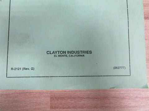 No Fuss Steam Cleaner Operator Manual SE 150B S 809 Replacement Guide cover from Clayton Industries, green paper, clear print.