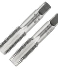 Close-up of Pro Grade M16x2 Hand Tap And Die Set for Metric Threading, two steel taps for threading steel, copper, aluminum.