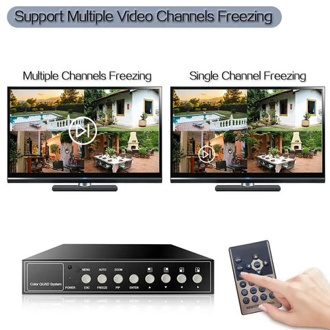 4 Channel 1080P HD Quad Video Processor For AHD CVI TVI CCTV Security Cameras with image switcher and remote control