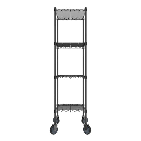 Commercial Black Epoxy Mobile Wire Shelving Rack With Four Heavy Duty Shelves 18 By 24 By 70 Inches Nsf Certified Rolling Storage Cart Featuring Rock Solid Frame And Slick Rolling Casters