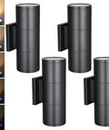 Pack of 4, 12 Inch 3000K LED Cylinder Up Down Wall Light Outdoor Dimmable Triac Dimmer Compatible Aluminum Waterproof High End Wall Sconce for Exterior Front Porch ETL Listed Exterior Lighting