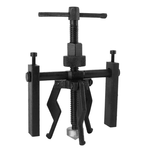 Heavy-Duty 3-Jaw Inner Bearing Puller Tool Set For Removing Sleeve Bushings And Car Auto Motorcycle Parts, forged carbon steel construction.