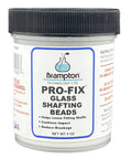 Pro-Fix glass shafting beads container front view for golf club shaft centering in hosel, 4 oz size.