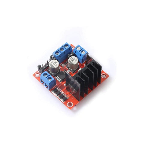 Five Pack Dual H Bridge Motor Driver Board L298N Based Module for Arduino projects and smart car robots, top view of motor driver board.