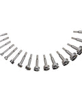Battle Tested 16 Piece Forstner Drill Bit Set With Wood Storage Case And Killer Saw Tooth Design For Dead Accurate Holes displayed in a row.