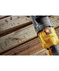 20 Volt Brushless Compact Cordless Drill With Half Inch Chuck For Stud And Joist Work Flexvolt Ready on wooden frame